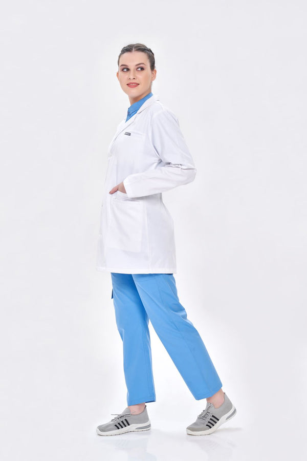 One Nation Full-Sleeve Flap Unisex Medical Coat - White