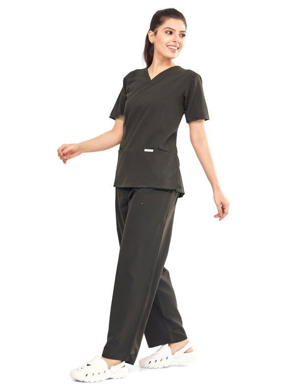 Raven 4 Way V Neck 7 Pocket Scrub Set Black