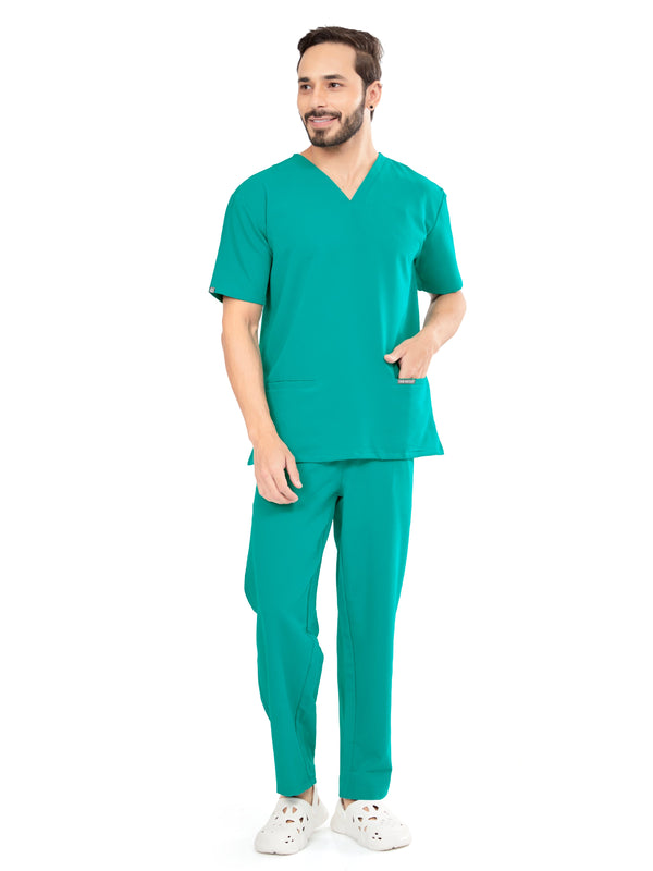 Raven 4 Way V Neck 7 Pocket Scrub Set Jade