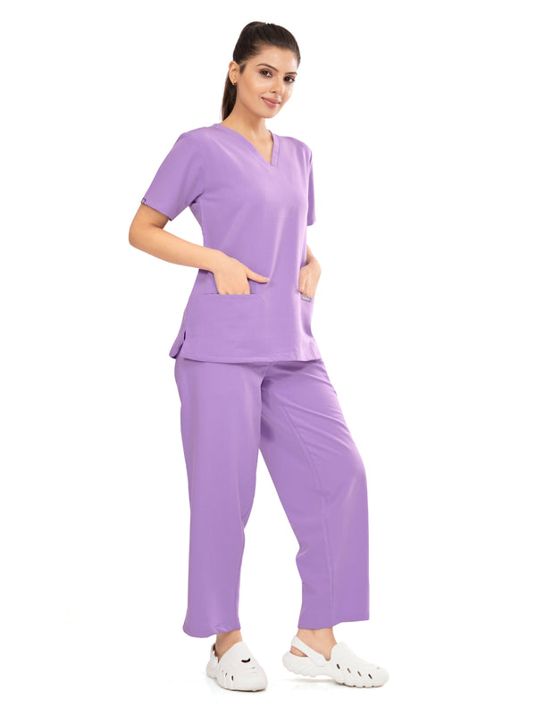 Raven 4 Way V Neck 7 Pocket Scrub Set Mauve