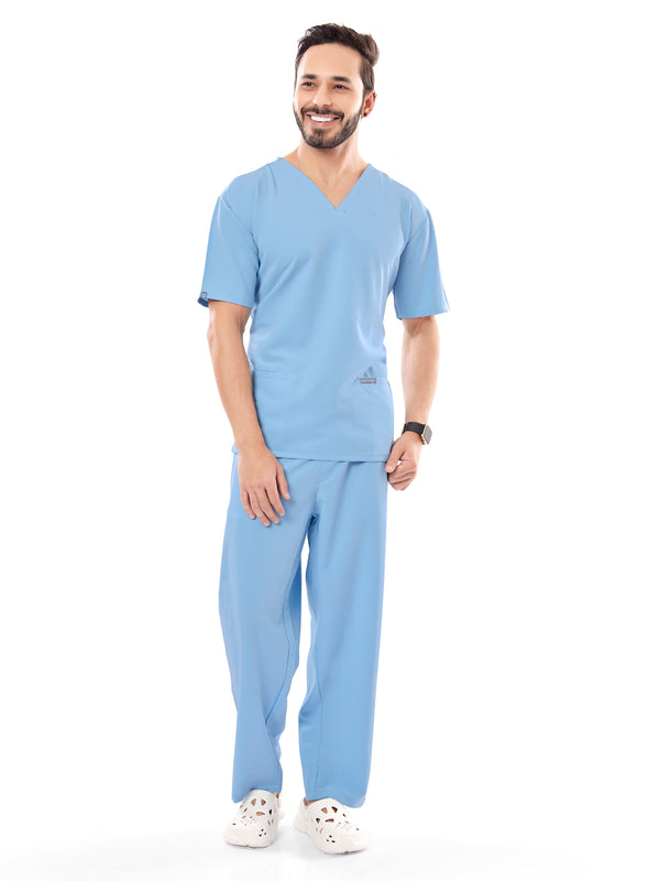 Raven 4 Way V Neck 7 Pocket Scrub Set Cerulean