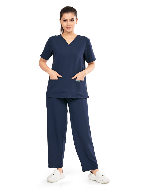 Raven 4 Way V Neck 7 Pocket Scrub Set Navy