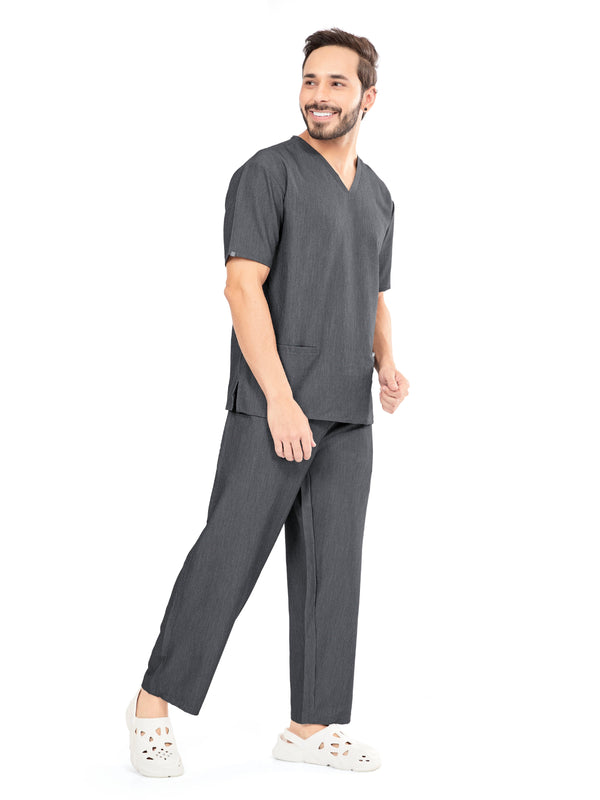 Raven 4 Way V Neck 7 Pocket Scrub Set Charcoal Grey