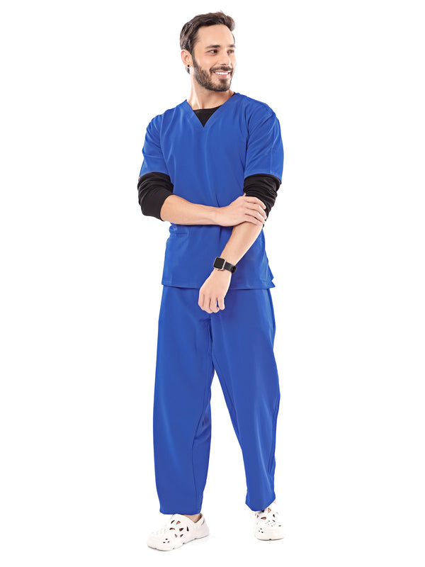 Raven 4 Way V Neck 7 Pocket Scrub Set Royalblue