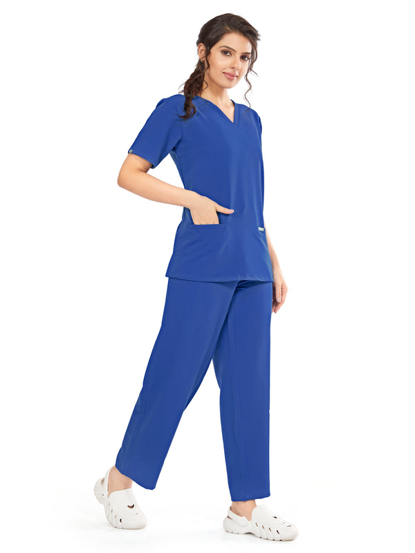 Raven 4 Way V Neck 7 Pocket Scrub Set Royalblue