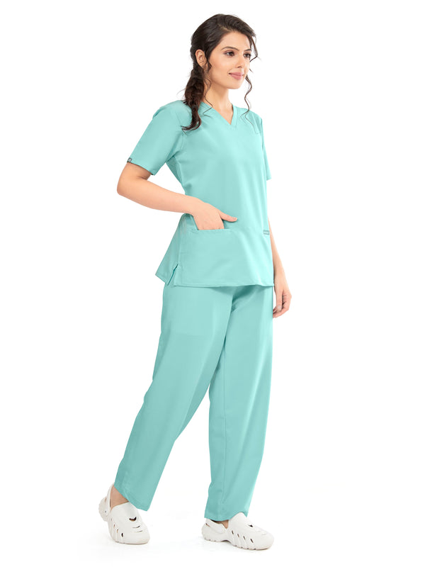 Raven 4 Way V Neck 7 Pocket Scrub Set Mint Green