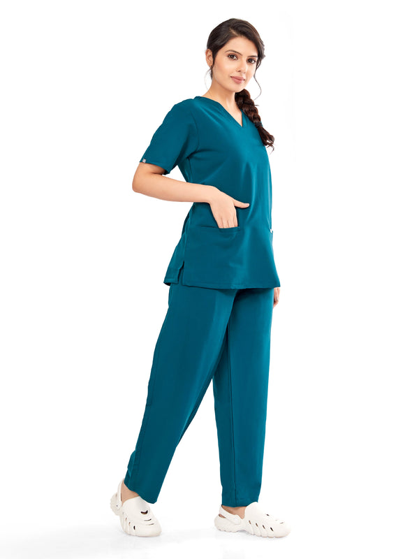 Raven 4 Way V Neck 7 Pocket Scrub Set Teal Green