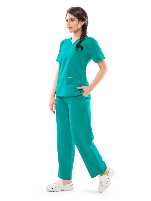 Raven 4 Way V Neck 7 Pocket Scrub Set Jade