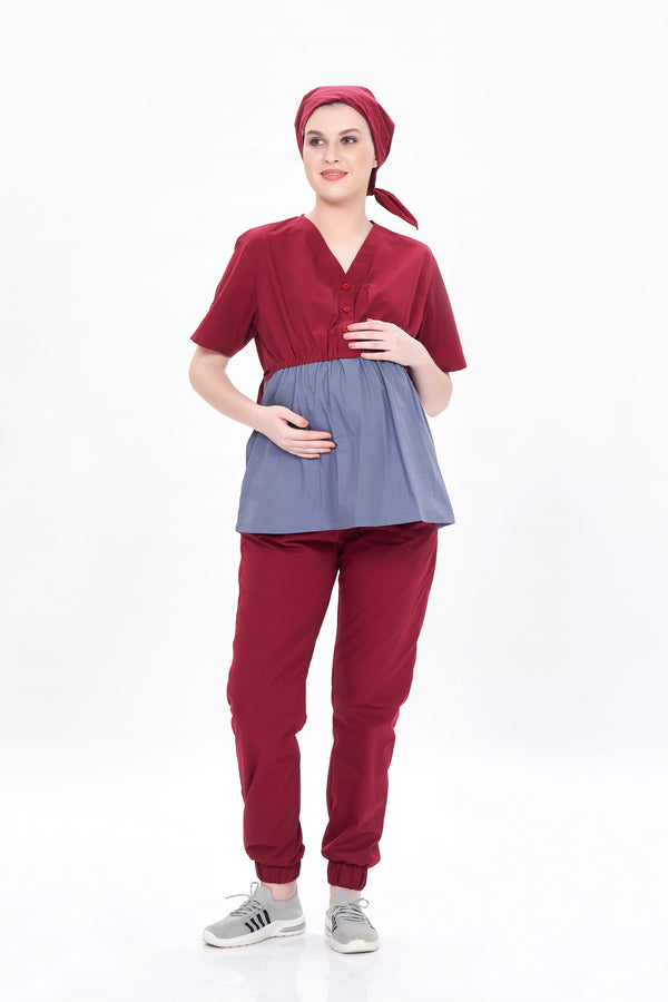 PC SOLACE MATERNITY - ASH GREY AND DEEP MAROON